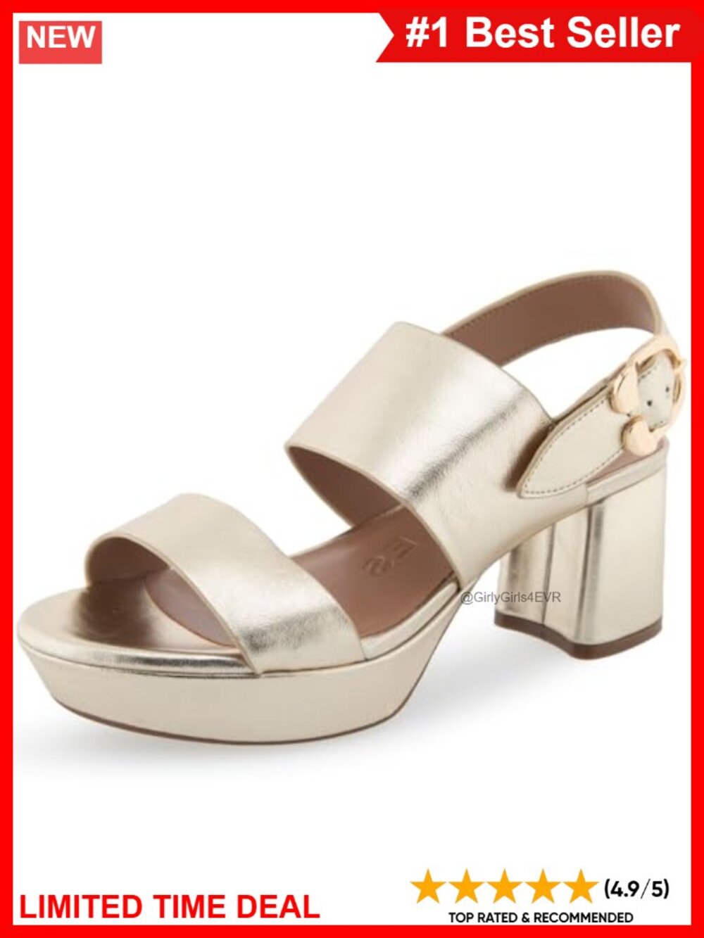 Metallic Leather Platform Slingback Sandal